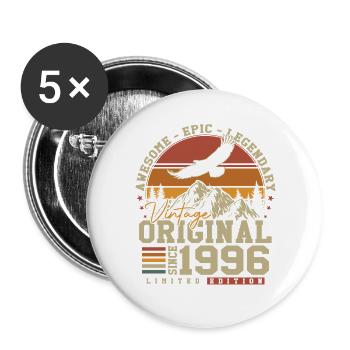 Original 1996 Vintage Vintage Birthday Retro - Buttons large 2.2''/56 mm (5-pack) - white - Front