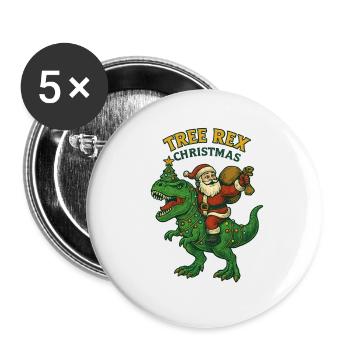 Noël - Tree Rex Christmas - Buttons large 2.2''/56 mm (5-pack) - white - Front