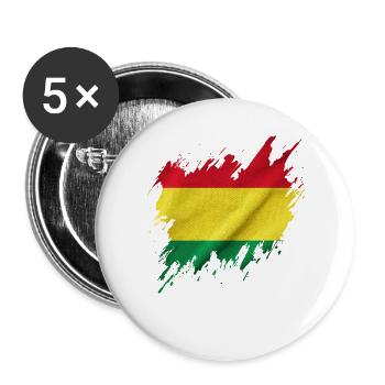 Bolivian flag, torn style - Buttons large 2.2''/56 mm (5-pack) - white - Front