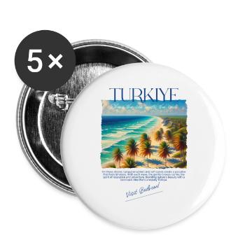 Türkei Bodrum Strand Urlaub Design – Visit Bodrum - Buttons groß 56 mm (5er Pack) - Weiß - Vorne