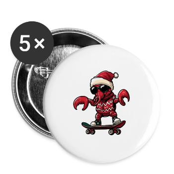 Lobster Crab Christmas Funny - Buttons large 2.2''/56 mm (5-pack) - white - Front
