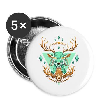 Fairy geometric turquoise deer - Buttons large 2.2''/56 mm (5-pack) - white - Front