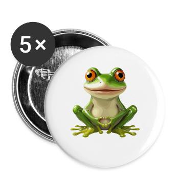  Fröhlicher Frosch Mit Großen Augen - - Buttons groß 56 mm (5er Pack) - Weiß - Vorne