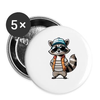 Raccoon Streetwear Outfit - Buttons large 2.2''/56 mm (5-pack) - white - Front