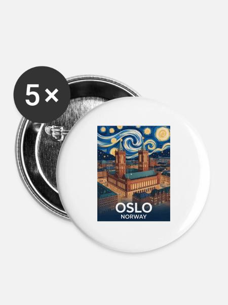 Oslo - Buttons groß 56 mm (5er Pack) - Weiß