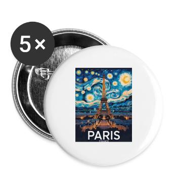 Paris - Lot de 5 grands badges (56 mm) - blanc - Devant