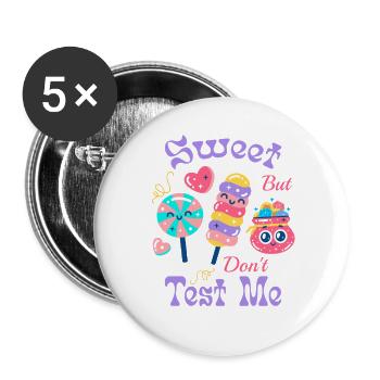 Idée cadeau de bonbons amusante pour les fans de collations - Lot de 5 grands badges (56 mm) - blanc - Devant