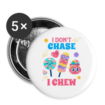 Candy Squad Süßigkeiten Crew Gift - Buttons groß 56 mm (5er Pack) - Weiß - Vorne