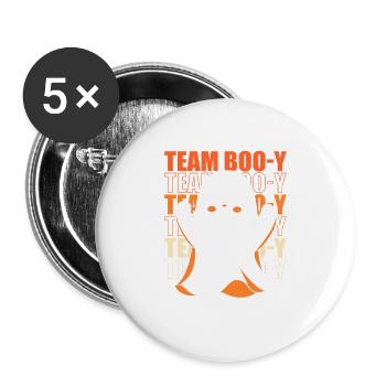 Halloween Gender Reveal Team Boy - Buttons groß 56 mm (5er Pack) - Weiß - Vorne