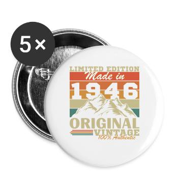 1946 Vintage Retro Birthday Gift - Buttons large 2.2''/56 mm (5-pack) - white - Front