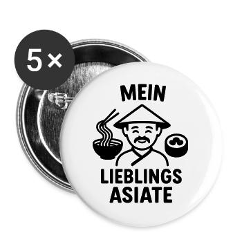 Lieblings Asiate Essen - Buttons groß 56 mm (5er Pack) - Weiß - Vorne