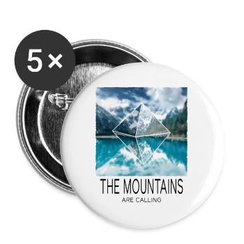 Montagne Montagnes Alpinisme Randonnée Escalade Nature - Lot de 5 grands badges (56 mm) - blanc - Devant