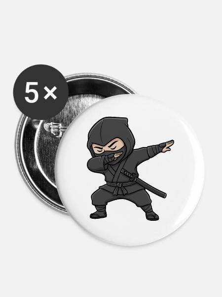 Lustiger Ninja Dab - Buttons groß 56 mm (5er Pack) - Weiß