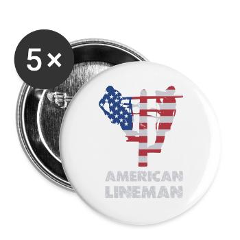 Silhouette du drapeau du monteur de lignes américain - Lot de 5 grands badges (56 mm) - blanc - Devant