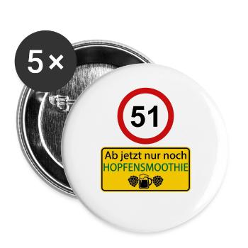 51 Ab jetzt nur noch Hopfensmoothie - Buttons groß 56 mm (5er Pack) - Weiß - Vorne