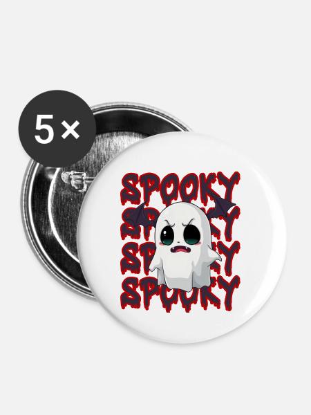 Halloween Spooky Ghost  - Buttons groß 56 mm (5er Pack) - Weiß