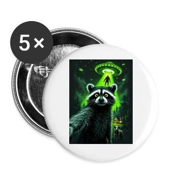 Raid OVNI raton laveur dans la forêt - Lot de 5 grands badges (56 mm) - blanc - Devant