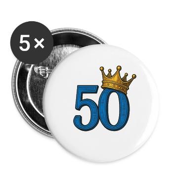 Blue 50 with Golden Crown – Noble Birthday of the - Buttons large 2.2''/56 mm (5-pack) - white - Front
