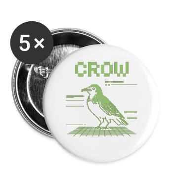 T-shirt rétro Pixel Crow dans le style 8 bits - Lot de 5 grands badges (56 mm) - blanc - Devant