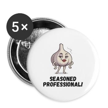 Garlic Lady - Confident Caricature - Buttons large 2.2''/56 mm (5-pack) - white - Front