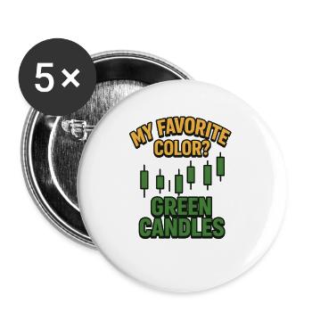 Green Candles Aktie Stimmung, Investieren - Buttons groß 56 mm (5er Pack) - Weiß - Vorne