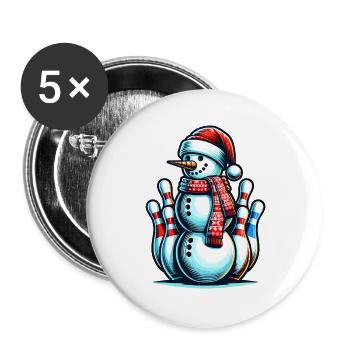 BOwling Christmas Sports Santa Claus - Buttons large 2.2''/56 mm (5-pack) - white - Front