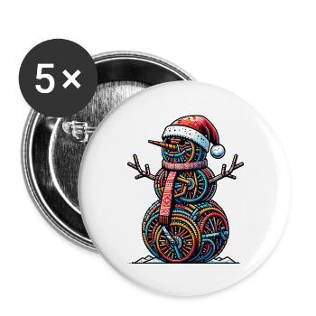 CYcling Christmas Sports Santa Claus - Buttons large 2.2''/56 mm (5-pack) - white - Front