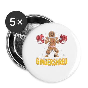 Christmas Gingerbread Pumper Gym Bodybuilding - Buttons groß 56 mm (5er Pack) - Weiß - Vorne