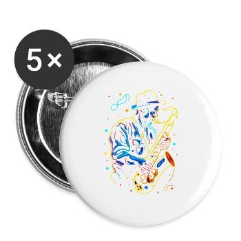 Saxophonist Großvater - Buttons groß 56 mm (5er Pack) - Weiß - Vorne