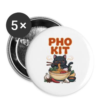 Pho Kit Bol de nouilles Foodie Asiatique - Lot de 5 grands badges (56 mm) - blanc - Devant