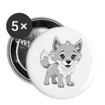 Cute smiling baby wolf - Buttons large 2.2''/56 mm (5-pack) - white - Front