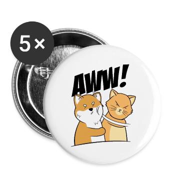 Lustige Katze Slap Meme Katzenliebhaber Katzen Haltung - Buttons groß 56 mm (5er Pack) - Weiß - Vorne