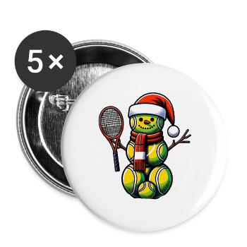 TEnnis Christmas Sports Santa Claus - Buttons large 2.2''/56 mm (5-pack) - white - Front