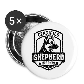 Schäferhund Shirt für Züchter und Hundefans - Buttons groß 56 mm (5er Pack) - Weiß - Vorne