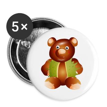 Zauberhafter Kastanien-Teddybär–Kindheit & Basteln - Buttons groß 56 mm (5er Pack) - Weiß - Vorne