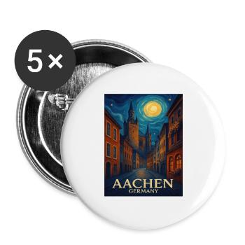 Aachen Nachtstadt Malerei - Buttons groß 56 mm (5er Pack) - Weiß - Vorne