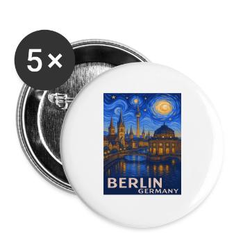 Berlin Nachthimmel Stadtmotiv - Buttons groß 56 mm (5er Pack) - Weiß - Vorne