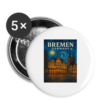 Lumière nocturne de Brême Horizon - Lot de 5 grands badges (56 mm) - blanc - Devant