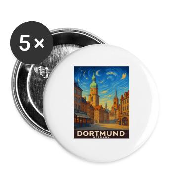 Dortmund Skyline Malerei - Buttons groß 56 mm (5er Pack) - Weiß - Vorne