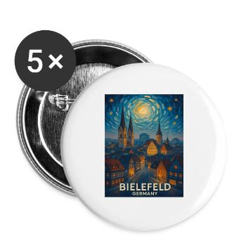 Bielefeld : panorama nocturne : ligne d’horizon - Lot de 5 grands badges (56 mm) - blanc - Devant