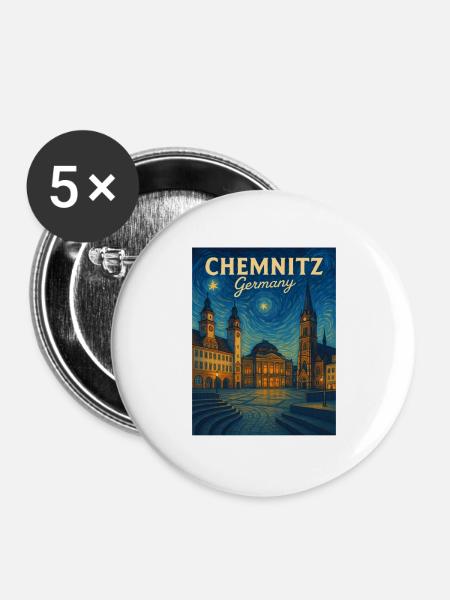 Chemnitz Nachtlicht Plaza - Buttons groß 56 mm (5er Pack) - Weiß