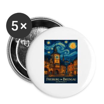 Freiburg Sternennacht Stadtbild - Buttons groß 56 mm (5er Pack) - Weiß - Vorne