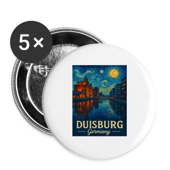 Duisburg Nacht am Rhein - Buttons groß 56 mm (5er Pack) - Weiß - Vorne