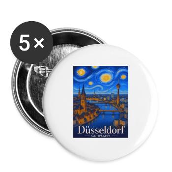 Dusseldorf Night Panorama on the Rhine - Buttons large 2.2''/56 mm (5-pack) - white - Front