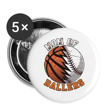 Mom of Ballers – Sportmama Design - Buttons large 2.2''/56 mm (5-pack) - white - Front