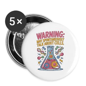 Technicien de laboratoire Avertissement Peut Travail de laboratoire médical - Lot de 5 grands badges (56 mm) - blanc - Devant