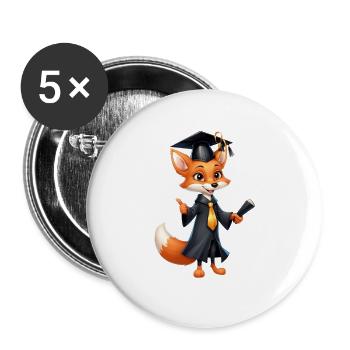 Renard de fin d’études avec chapeau de diplôme - Lot de 5 grands badges (56 mm) - blanc - Devant