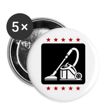 Staubsauger Putzen - Buttons groß 56 mm (5er Pack) - Weiß - Vorne