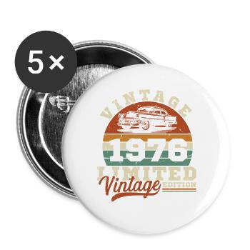 1976 Vintage Retro Geburtstagsgeschenk - Buttons groß 56 mm (5er Pack) - Weiß - Vorne