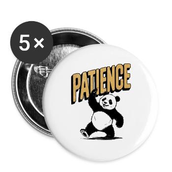 Retro Style Patient Panda Vintage Design - Buttons large 2.2''/56 mm (5-pack) - white - Front